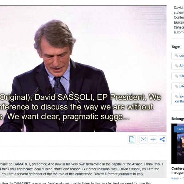 Lancement de la Conférence sur l’avenir de l’Europe à Strasbourg, le 9 mai 2021