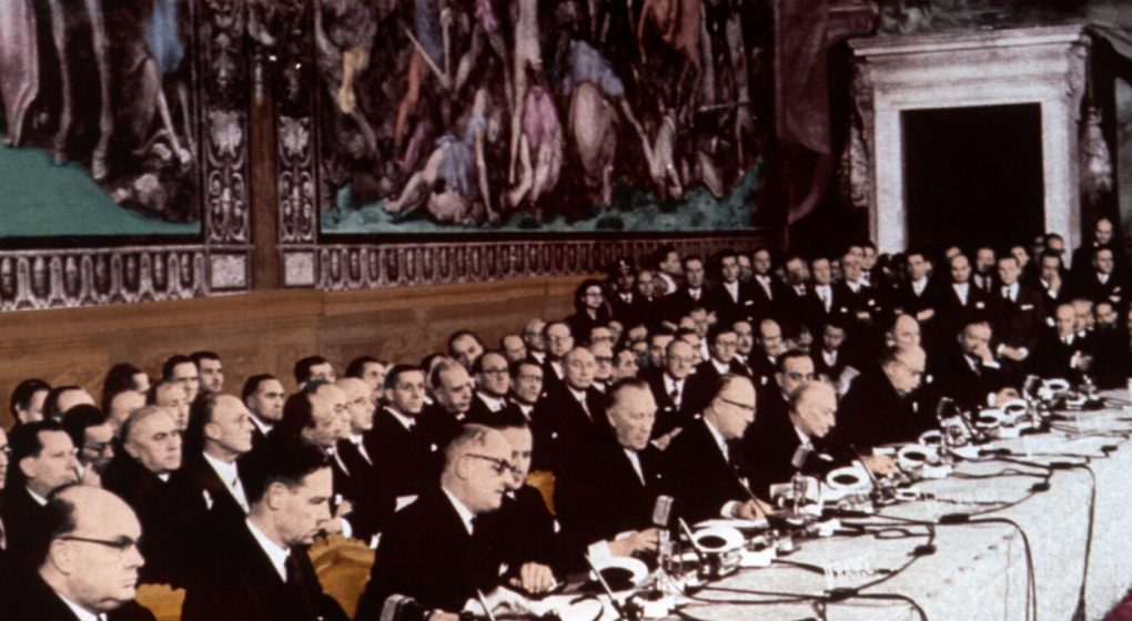 Illustration: Sitzung des COMITÉ der AEDE Europe anlässlich der 60-Jahr-Feier zur Unterzeichnung der Römischen Verträge
